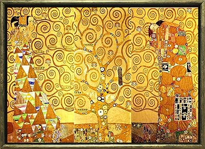 Peinture d'art de luxe encadrée en or, arbre de vie de gustav klimt