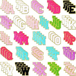 104 pièces de patchs de lettres en chenille brodés auto-adhésifs pour vêtements (multicolore)