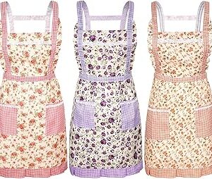 Tablier de cuisine rose, épais et imperméable, tablier de princesse à taille réglable avec poches, tablier de chef pour femme, pour la cuisine, la pâtisserie, le jardinage, le nettoyage de la maison, etc. (3 pièces). Des économies garanties sur chaque commande avec Diaytar