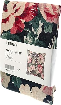 Housse de coussin ikea noire à imprimé floral de lekni, taille 50x50 cm