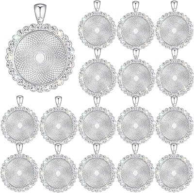 32 pièces 25mm strass lunette breloques plateaux blanc cabochon réglage pendentif bricolage