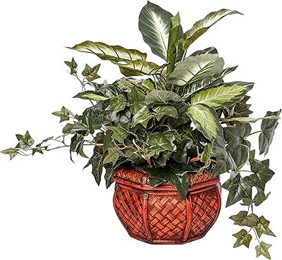 Poupée dieffenbachia et ivy 6732 presque naturelle avec jardinière ornementale, vert
