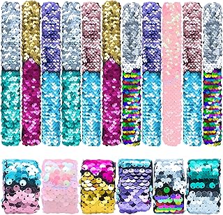 12 pièces bracelets à paillettes enfants bracelet à paillettes sirène bracelet pliable fournitures