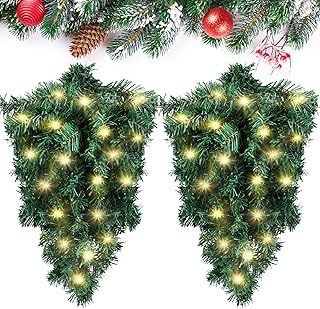18" décorations de noël avec guirlande lumineuse en bois de pin diy lumière