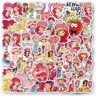 50pcs autocollants mignons de gâteau aux fraises de dessin animé kawaii autocollants