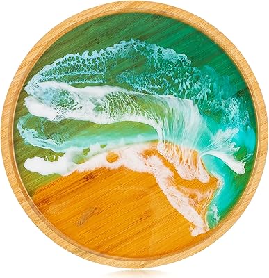 Plateau de table basse ronde décorative : service rond en résine