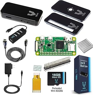 Kit de démarrage complet velros raspberry pi zero w - deluxe black case