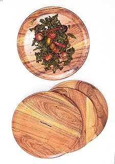 Assiette en bois the earthy house | assiette à dîner | assiettes rondes en bois d'acacia | assiette en bois | fait à la main | diamètre - 11" | ensemble de 4. Un océan de bonnes affaires sur Diaytar Sénégal