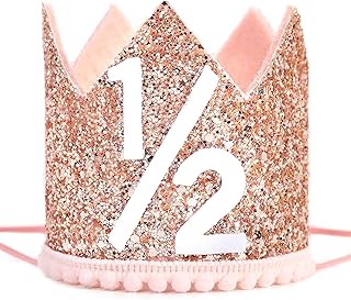 Couronne de demi-anniversaire tomface en or rose pour fête d'anniversaire 1/2, couronne