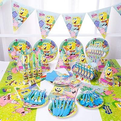 Ensemble de vaisselle jetable 90 pièces bob l'éponge, fournitures de décoration de table