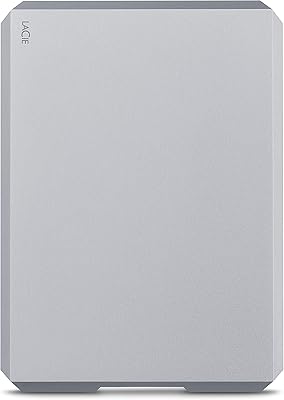 Disque dur externe lacie mobile 2 to, gris sidéral, usb-c, services de secours