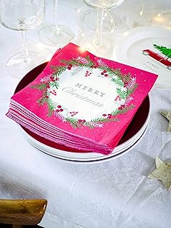 Serviettes vegan framboise talking table 33 cm, 20 pièces