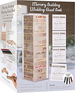 Alternative au livre d'or de mariage 54 pièces en bois avec boîte