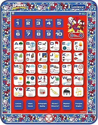 Lexibook spider-man spider-man spider-man et ses incroyables amis tablette éducative bilingue, anglais/français, chiffres