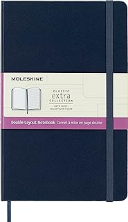 Cahier ligné moleskine, bleu saphir, grand, couverture rigide (5 x 8,25)