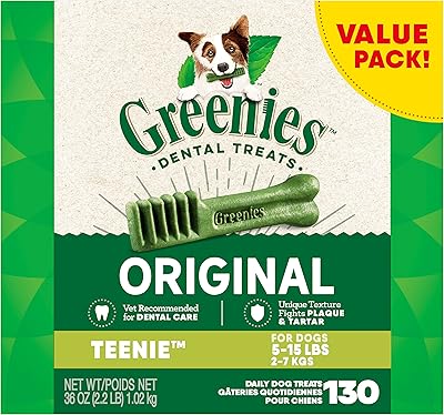 Nourriture naturelle pour chiens greenie's original tiny oral health, 36 oz, paquet