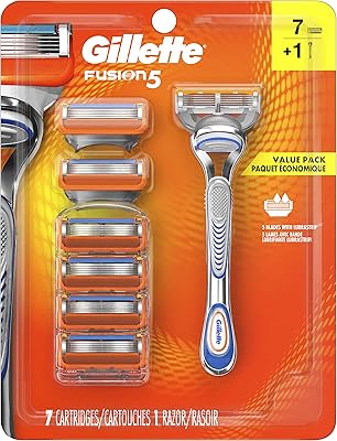 Rasoir pour homme gillette fusion5, comprend 1 manche, 7 lames de rasoir rechargeables