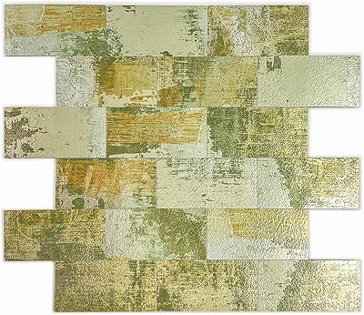 Homeymosaic 10 feuilles de carreaux de dosseret en métal à décoller et coller