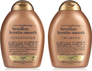 Shampooing et après-shampooing lisse à la kératine brésilienne ogx, 385 ml, paquet