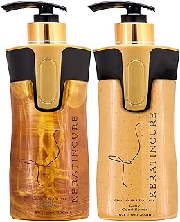 2pcs keratin cure gold & honey hair care shampooing sans sulfate, hydratant réparateur