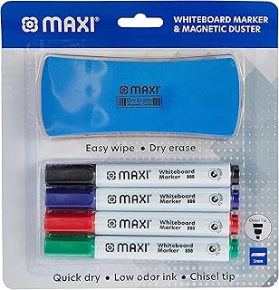 Ensemble de 4 marqueurs pour tableau blanc maxi avec cendrier en carte blister