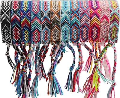 12 pièces de bracelets d'amitié népalais tissés à la main avec ficelle tressée