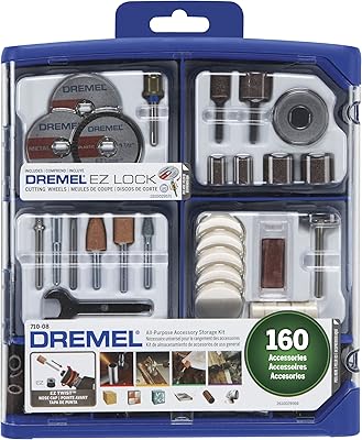 Ensemble d'accessoires rotatifs dremel - 710-08- 160 accessoires ez-lock avec tige de 1/8"