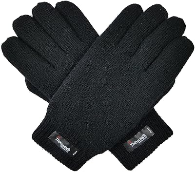 Gants en pure laine pour hommes avec doublure thinsulate et poignets côtelés élastiques