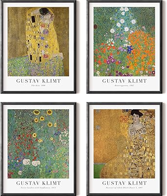 Impressions d'art mural gustav klimt, peintures célèbres, décor vintage esthétique éclectique, sans cadre