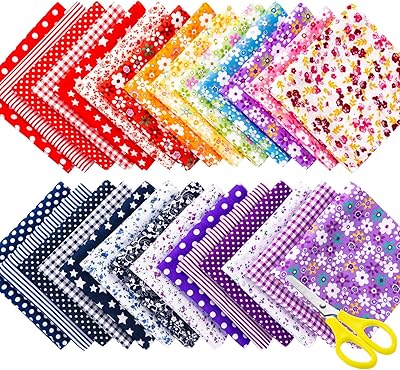 28 pièces 10 x 10 pouces tissu patchwork en coton pour la couture et l'artisanat avec des ciseaux pour le quilting et l'artisanat, 25 x 25 cm. Diaytar : Où vos envies rencontrent votre budget