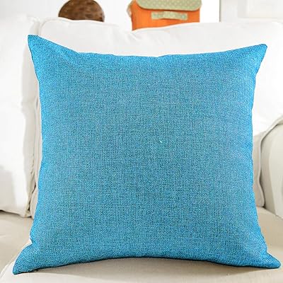 Housse de coussin en jute kuty, 18 x 18 (bleu bondy) (paquet