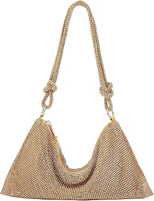Un élégant sac à main hobo décoré de strass pour femme, adapté aux