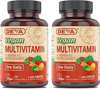 Supplément végétalien multivitaminé et minéral deva - 90 comprimés enrobés (paquet de 2)