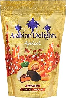 Arabian delights choco abricot - 250 g, pack varié, bouchées enrobées de chocolat blanc, au lait et noir, fourrées aux abricots | snacks et desserts. Diaytar Sénégal : Des produits pour toute la famille à prix cassés