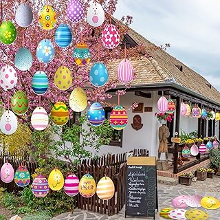 30 pièces d'œufs de pâques en plein air à suspendre décorations