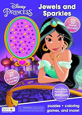 Princess bindon 45574 livre d'activités aladdin jasmine avec autocollants bijoux, multicolore