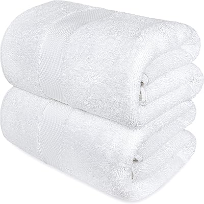 Grandes serviettes de bain blanches de luxe rondes en coton égyptien