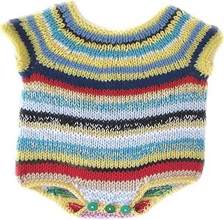 KSS ONESIE POUR BÉBÉ RAYÉ MULTICOLORE FAIT À LA MAIN, 6 MOIS, MULTICOLORE