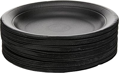 Snh packing assiette jetable en mousse noire de 10 pouces, vaisselle, fêtes d'anniversaire