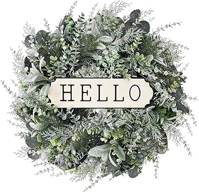 Couronne de noël sevenlove couronne pour porte d'entrée de 24 pouces d'eucalyptus d'hiver