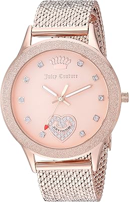 Montre pour femme black label avec bracelet en maille or rose et cristal