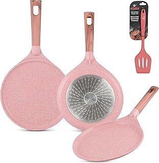 Ensemble de poêles à crêpes life smile avec tourneur en silicone