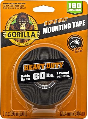 Ruban adhésif double face robuste gorilla 1 x 120" xl, noir