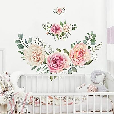 Stickers muraux géants à décoller et à coller roses roommates | autocollants muraux