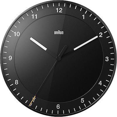 Grande horloge murale analogique classique marron avec mouvement à balayage silencieux, facile à