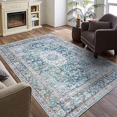 Tapis lavable deco mal kalina, tapis pliant bohème vintage pour salon chambre à