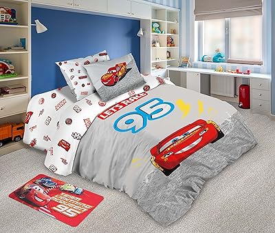 Parure de lit disney 3 pièces avec couette, drap et 2 taies d'oreiller