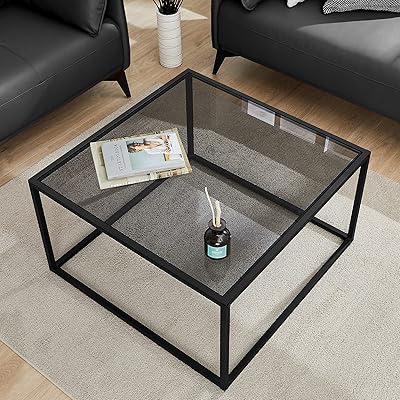 Table basse en verre saigur, petite table basse moderne, tables centrales carrées simples