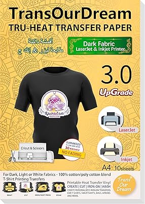 Papier de transfert thermique transor dream pour t-shirts (10 feuilles a4 et 3.0)