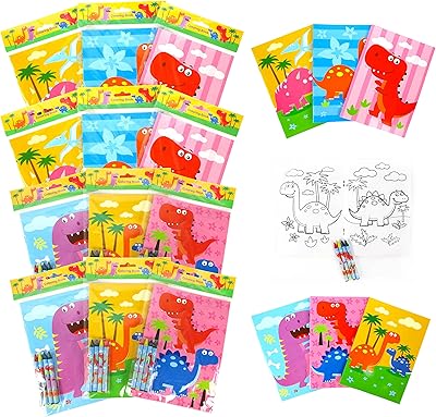 Livres de coloriage de dinosaures de 12 pièces avec ensemble de stylos à